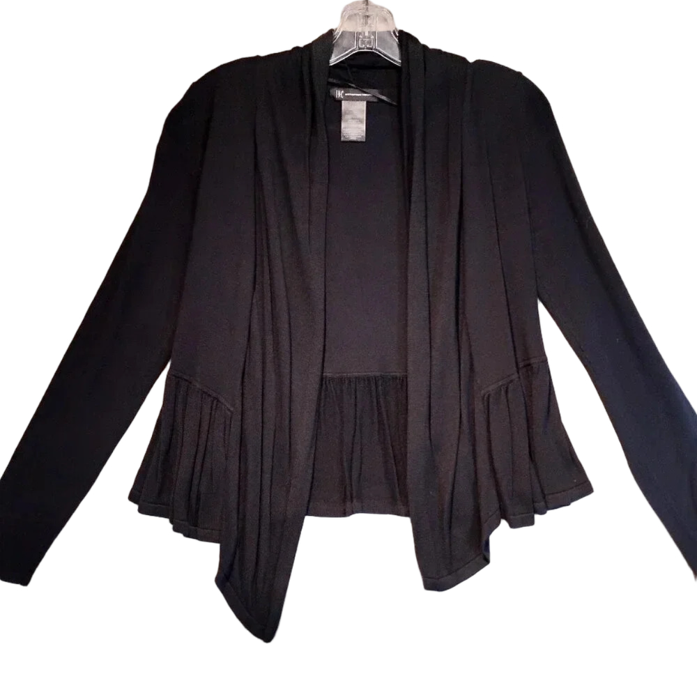 INC International Concepts Black Long Sleeve Peblum Open Sweater in  Size Small